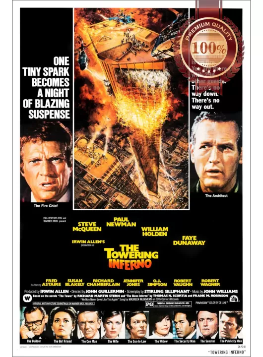 THE TOWERING INFERNO 1974 70s ORIGINAL OFFICIAL CINEMA MOVIE PRINT PREMIUM POSTER THE TOWERING INFERNO 1974 70s ORIGINAL OFFICIAL CINEMA MOVIE PRINT PREMIUM POSTER