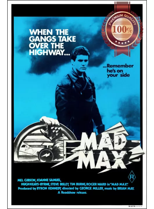 MAD MAX BLUE VERSION 1979 70s ORIGINAL MOVIE FILM CINEMA PRINT PREMIUM POSTER MAD MAX BLUE VERSION 1979 70s ORIGINAL MOVIE FILM CINEMA PRINT PREMIUM POSTER