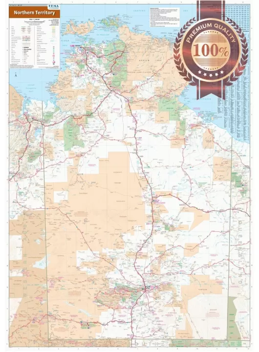 DETAILED NORTHERN TERRITORY NT STATE ROADS AUSTRALIA MAP OF AUS PRINT POSTER