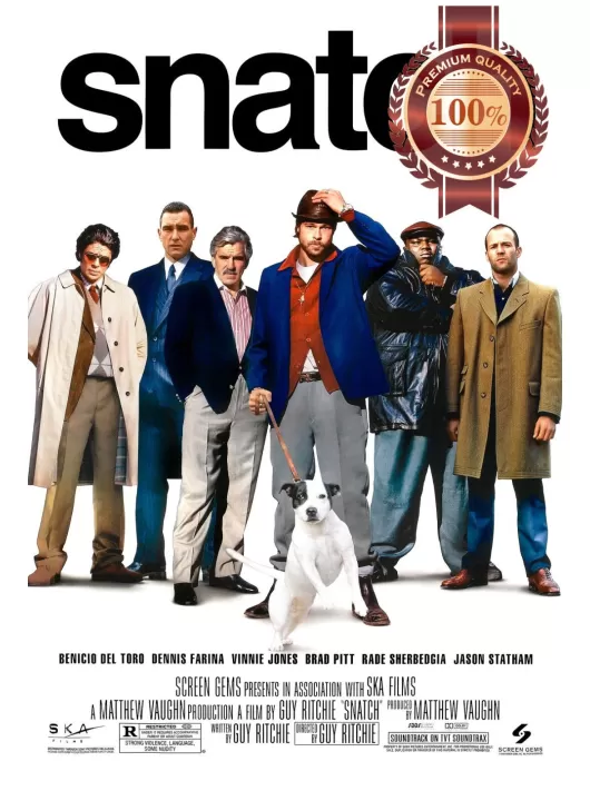 SNATCH 2000 BRAD PITT FILM CAST ORIGINAL CINEMA MOVIE PRINT PREMIUM POSTER SNATCH 2000 BRAD PITT FILM CAST ORIGINAL CINEMA MOVIE PRINT PREMIUM POSTER