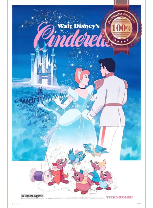 CINDERELLA 1950 50s CARTOON ORIGINAL OFFICIAL CINEMA MOVIE PRINT PREMIUM POSTER CINDERELLA 1950 50s CARTOON ORIGINAL OFFICIAL CINEMA MOVIE PRINT PREMIUM POSTER
