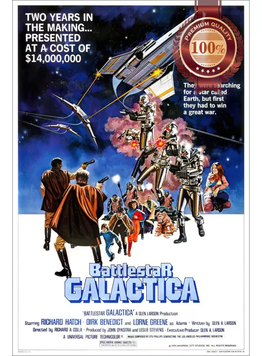 BATTLESTAR GALACTICA 1978 70s ORIGINAL CINEMA MOVIE FILM PRINT PREMIUM POSTER BATTLESTAR GALACTICA 1978 70s ORIGINAL CINEMA MOVIE FILM PRINT PREMIUM POSTER