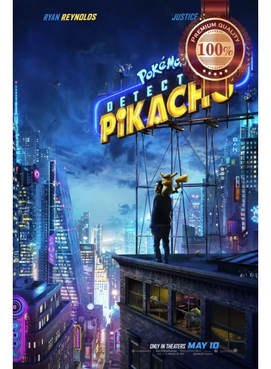 POKEMON DETECTIVE PIKACHU 2019 OFFICIAL CINEMA MOVIE FILM PRINT PREMIUM POSTER