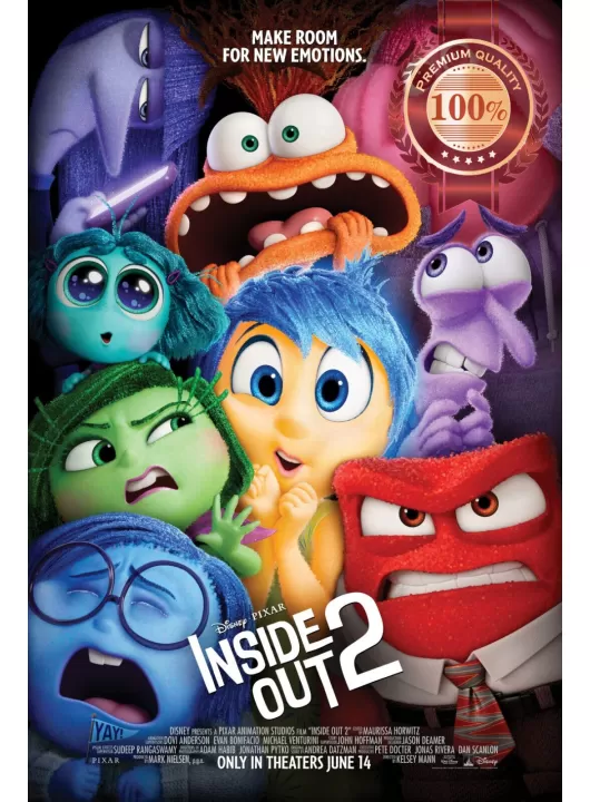 INSIDE OUT 2 TWO 2024 CHARACTERS TEASER MOVIE FILM CINEMA PRINT PREMIUM POSTER