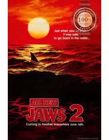 JAWS 2 TEASER 1978 70s OFFICIAL FILM MOVIE ORIGINAL CINEMA PRINT PREMIUM POSTER