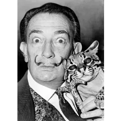 SALVADOR DALI PORTRAIT FACE OCELOT FUNNY PHOTO WALL ART PRINT PREMIUM POSTER