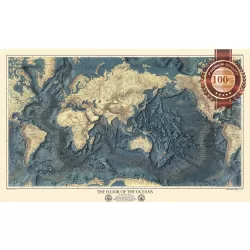 THE FLOOR OF THE OCEANS GEOGRAPHICAL SOCIETY WORLD MAP PRINT PREMIUM POSTER