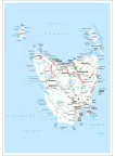 TASMANIA STATE ROADS TAS AUSTRALIA MAP OF AUS WALL CHART PRINT PREMIUM POSTER