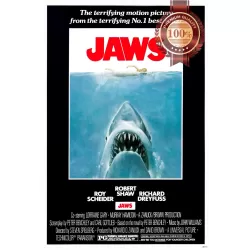 JAWS 1 OFFICIAL ORIGINAL 1975 FIRST FILM MOVIE CINEMA PRINT PREMIUM POSTER