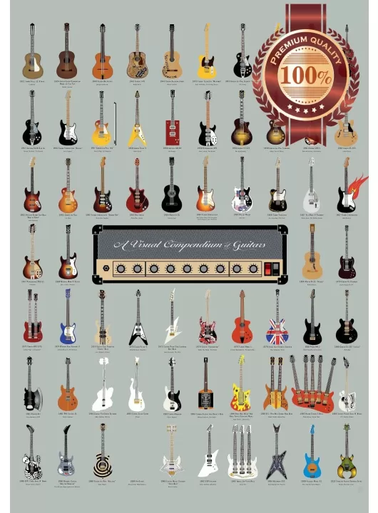 VISUAL CHART GUIDE OF WORLD FAMOUS GUITARS MUSIC WALL PRINT PREMIUM POSTER