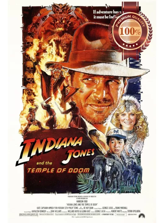 INDIANA JONES AND THE TEMPLE OF DOOM 1984 80 ORIGINAL MOVIE PRINT PREMIUM POSTER