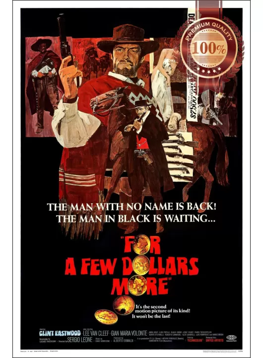 FOR A FEW DOLLARS MORE 1965 60s OFFICIAL ORIGINAL CINEMA MOVIE PRINT PREMIUM POSTER