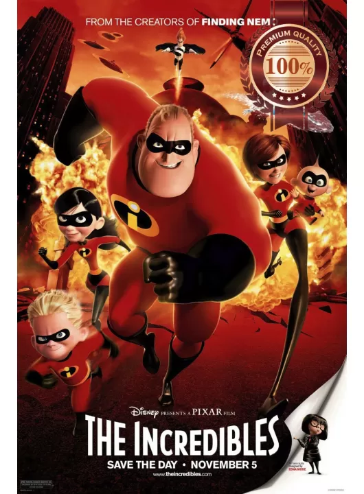 THE INCREDIBLES 2004 OFFICIAL ORIGINAL CINEMA MOVIE FILM PRINT PREMIUM POSTER