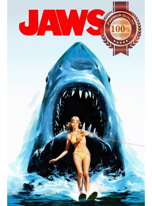 JAWS 2 1978 SHARK MOUTH OUT OF WATER CHASING CLASSIC MOVIE PRINT PREMIUM POSTER JAWS 2 1978 SHARK MOUTH OUT OF WATER CHASING CLASSIC MOVIE PRINT PREMIUM POSTER