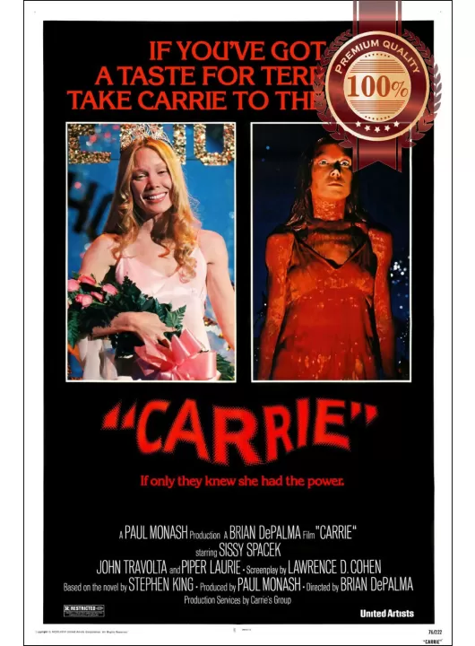 CARRIE 1976 70s RETRO OFFICIAL ORIGINAL CINEMA FILM MOVIE PRINT PREMIUM POSTER