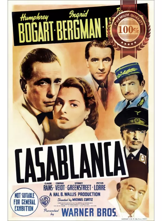 CASABLANCA AUS 1942 40s ORIGINAL OFFICIAL CINEMA MOVIE FILM PRINT PREMIUM POSTER