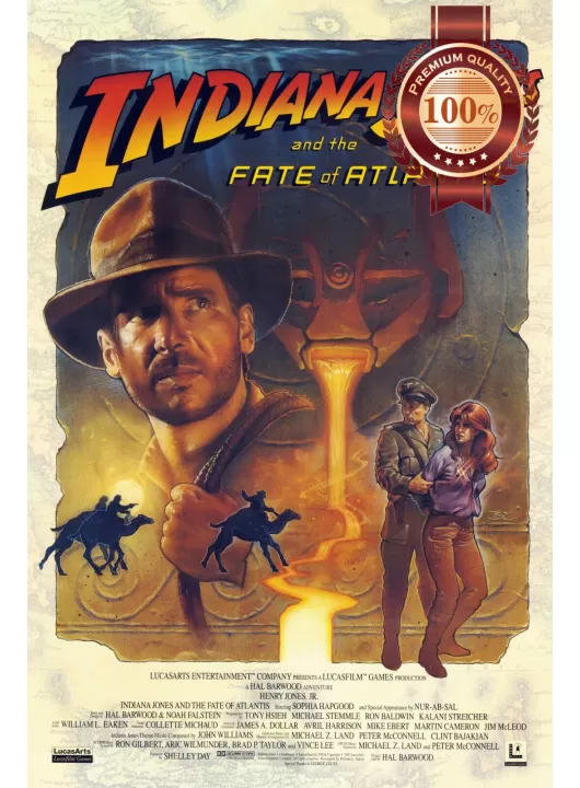 INDIANA JONES AND THE FATE OF ATLANTIS CLASSIC VIDEO GAME PRINT PREMIUM POSTER