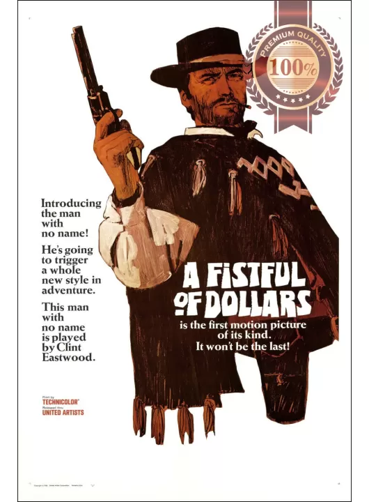 A FISTFUL OF DOLLARS 1964 60s OFFICIAL ORIGINAL CINEMA MOVIE PRINT PREMIUM POSTER