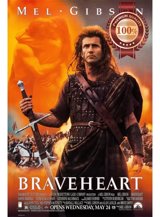 BRAVEHEART MEL GIBSON 1995 90s WAR ORIGINAL FILM MOVIE PRINT PREMIUM POSTER
