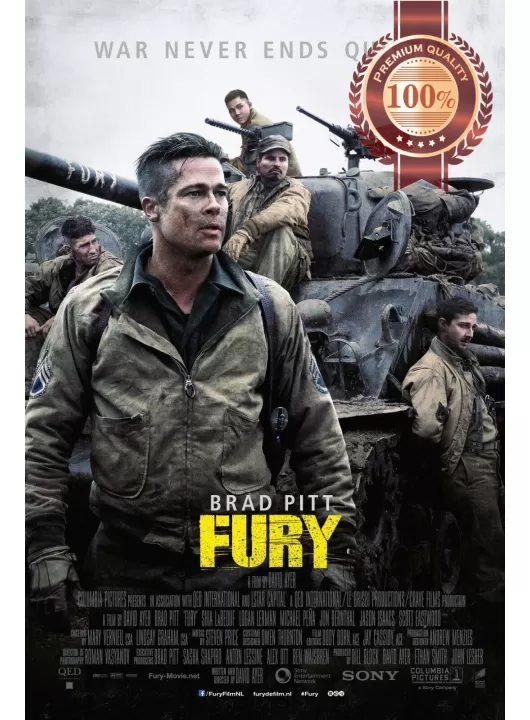 FURY BRAD PITT WAR ORIGINAL 2014 CINEMA FILM MOVIE PRINT PREMIUM POSTER