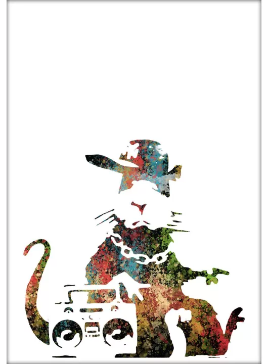 BANKSY STREET RAT COLOURFUL ANARCHY DECOR PRINT WALL ART HOME PREMIUM POSTER