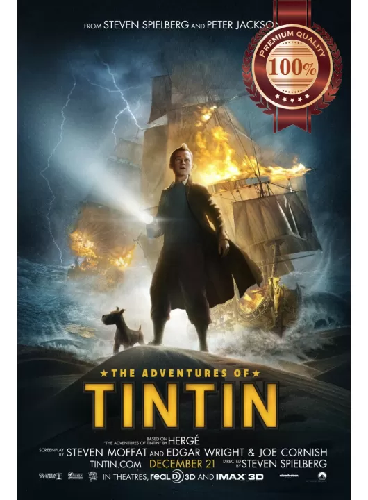 THE ADVENTURES OF TINTIN 2011 OFFICIAL ORIGINAL CINEMA MOVIE PRINT PREMIUM POSTER
