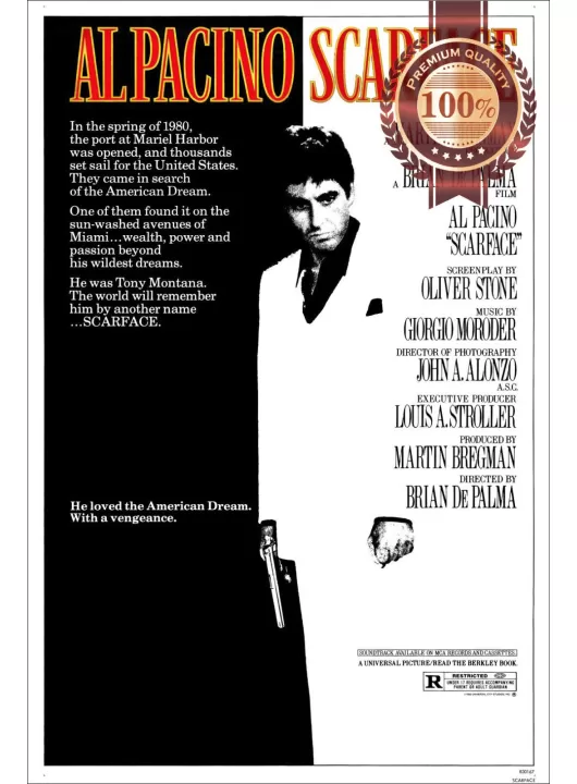 SCARFACE AL PACINO 1983 80s OFFICIAL ORIGINAL CINEMA MOVIE PRINT PREMIUM POSTER SCARFACE AL PACINO 1983 80s OFFICIAL ORIGINAL CINEMA MOVIE PRINT PREMIUM POSTER