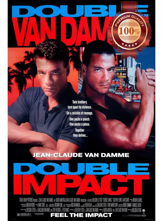 DOUBLE IMPACT 1991 90s VAN DAMME MOVIE FILM ORIGINAL CINEMA PRINT PREMIUM POSTER