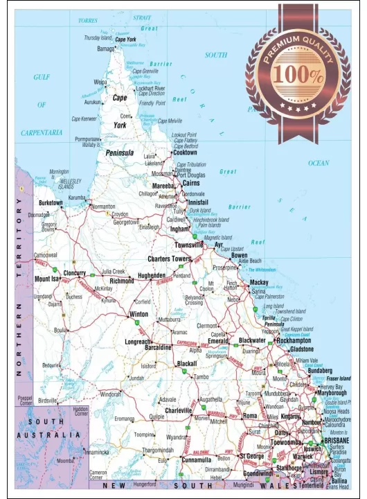 QUEENSLAND STATE ROADS QLD MAP OF AUSTRALIA AUS WALL CHART PRINT PREMIUM POSTER QUEENSLAND STATE ROADS QLD MAP OF AUSTRALIA AUS WALL CHART PRINT PREMIUM POSTER