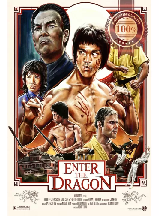 ENTER THE DRAGON V2 1973 70s BRUCE LEE ORIGINAL MOVIE FILM PRINT PREMIUM POSTER ENTER THE DRAGON V2 1973 70s BRUCE LEE ORIGINAL MOVIE FILM PRINT PREMIUM POSTER