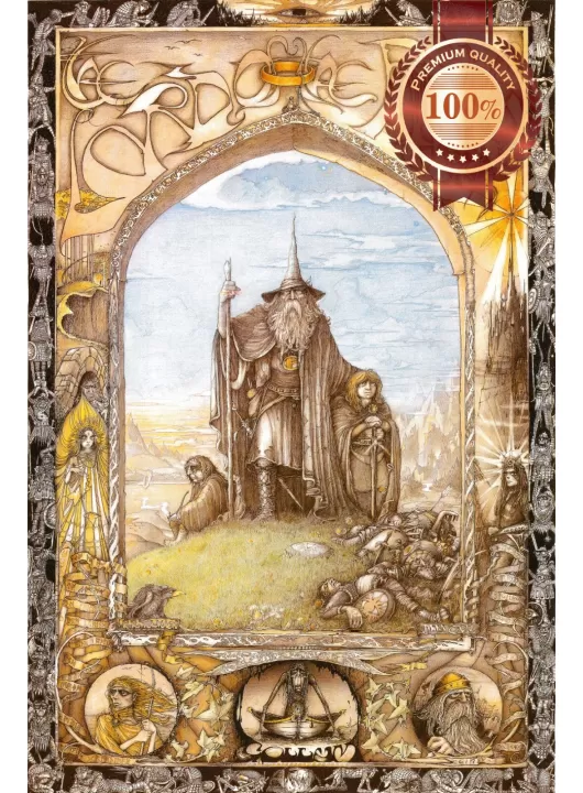 LORD OF THE RINGS GANDALF WITH HOBBITS JIMMY CAUTY ART PRINT PREMIUM POSTER LORD OF THE RINGS GANDALF WITH HOBBITS JIMMY CAUTY ART PRINT PREMIUM POSTER