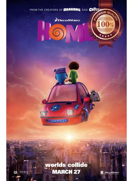 HOME 3D CARTOON 2015 ORIGINAL OFFICIAL CINEMA MOVIE FILM PRINT PREMIUM POSTER