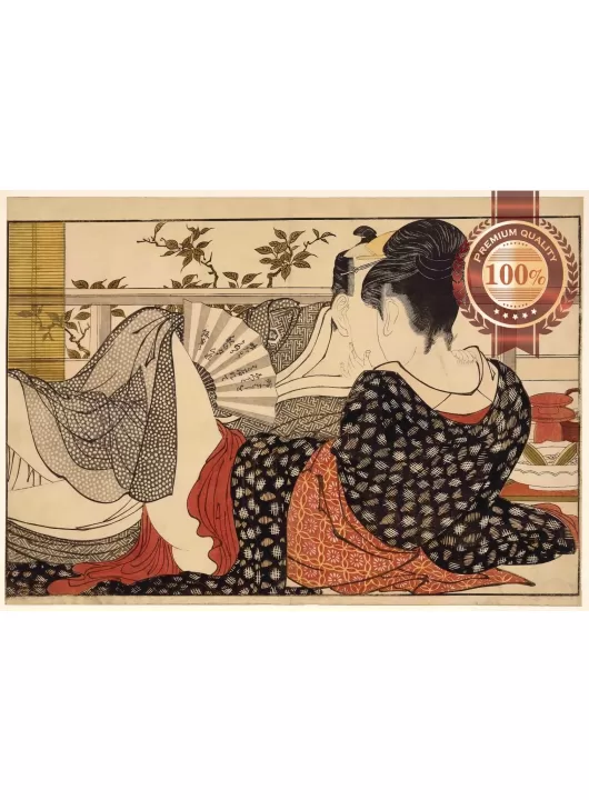 KITAGAWA UTAMARO LOVERS IN AN UPSTAIRS ROOM ARTWORK ART PRINT PREMIUM POSTER