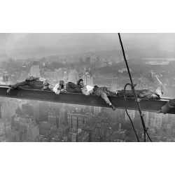SLEEPING ON SKYSCRAPER BEAM GIRDER  YORK CITY OLD RETRO PRINT PREMIUM POSTER