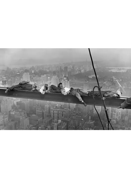 SLEEPING ON SKYSCRAPER BEAM GIRDER YORK CITY OLD RETRO PRINT PREMIUM POSTER