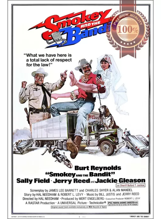 SMOKEY AND THE BANDIT 1977 70s ORIGINAL OFFICIAL FILM MOVIE PRINT PREMIUM POSTER SMOKEY AND THE BANDIT 1977 70s ORIGINAL OFFICIAL FILM MOVIE PRINT PREMIUM POSTER