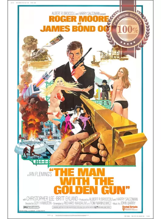 JAMES BOND THE MAN WITH THE GOLDEN GUN 1974 ORIGINAL MOVIE PRINT PREMIUM POSTER JAMES BOND THE MAN WITH THE GOLDEN GUN 1974 ORIGINAL MOVIE PRINT PREMIUM POSTER