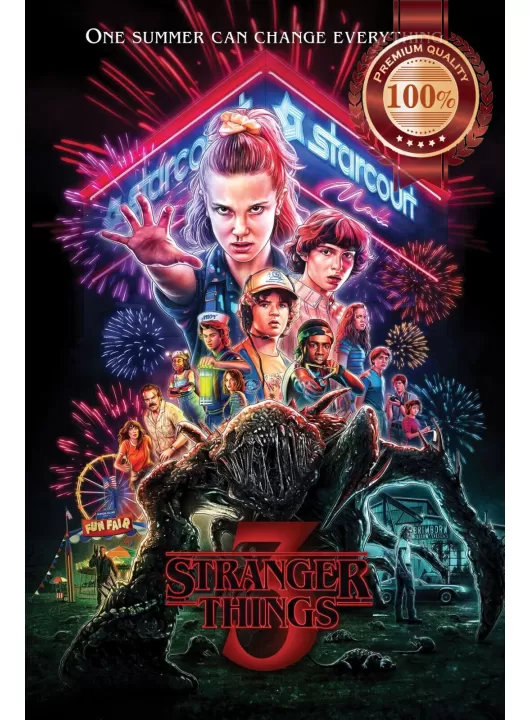 STRANGER THINGS 3 ORIGINAL ART CAST TV SERIES SHOW OFFICIAL PRINT PREMIUM POSTER