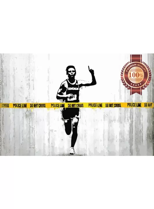 BANKSY RUNNER DO NOT CROSS POLICE LINE ORIGINAL PHOTO PRINT PREMIUM POSTER
