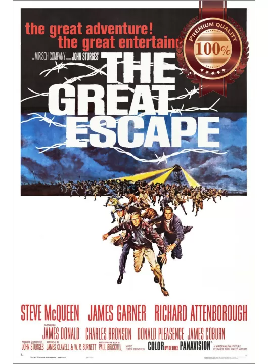 THE GREAT ESCAPE 1963 60s ORIGINAL OFFICIAL MOVIE FILM PRINT PREMIUM POSTER THE GREAT ESCAPE 1963 60s ORIGINAL OFFICIAL MOVIE FILM PRINT PREMIUM POSTER