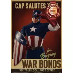 CAP SALUTES YOU WAR CAPTAIN AMERICA RETRO WALL ART PRINT - PREMIUM POSTER