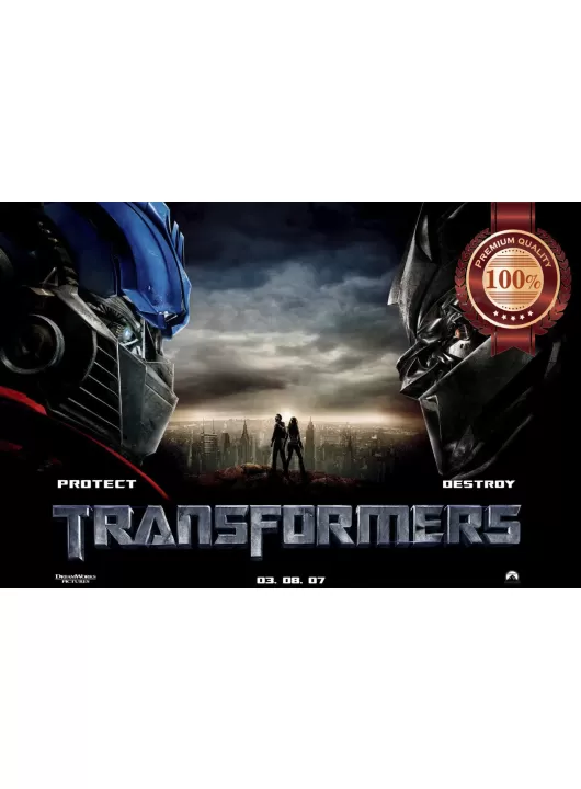 TRANSFORMERS 1 ORIGINAL OPTIMUS AND MEGATRON MOVIE FILM PRINT PREMIUM POSTER TRANSFORMERS 1 ORIGINAL OPTIMUS AND MEGATRON MOVIE FILM PRINT PREMIUM POSTER