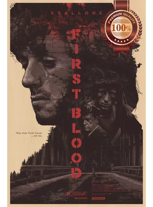 RAMBO FIRST BLOOD NEW ART 1982 OFFICIAL ORIGINAL CINEMA MOVIE PRINT PREMIUM POSTER RAMBO FIRST BLOOD NEW ART 1982 OFFICIAL ORIGINAL CINEMA MOVIE PRINT PREMIUM POSTER