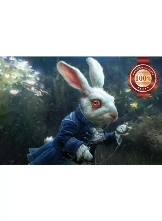 WHITE RABBIT ALICE IN WONDERLAND PAINTING WALL ART PRINT - PREMIUM POSTER