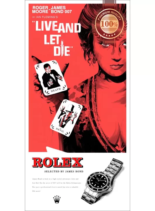 LIVE AND LET DIE ROLEX 73 JAMES BOND ORIGINAL CINEMA MOVIE PRINT PREMIUM POSTER LIVE AND LET DIE ROLEX 73 JAMES BOND ORIGINAL CINEMA MOVIE PRINT PREMIUM POSTER