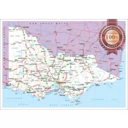 VICTORIA STATE ROADS VIC MAP OF AUSTRALIA AUS WALL CHART PRINT PREMIUM POSTER