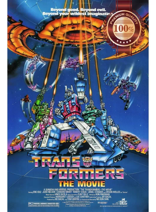 THE TRANSFORMERS 80s OFFICIAL ORIGINAL CINEMA CARTOON MOVIE PRINT PREMIUM POSTER