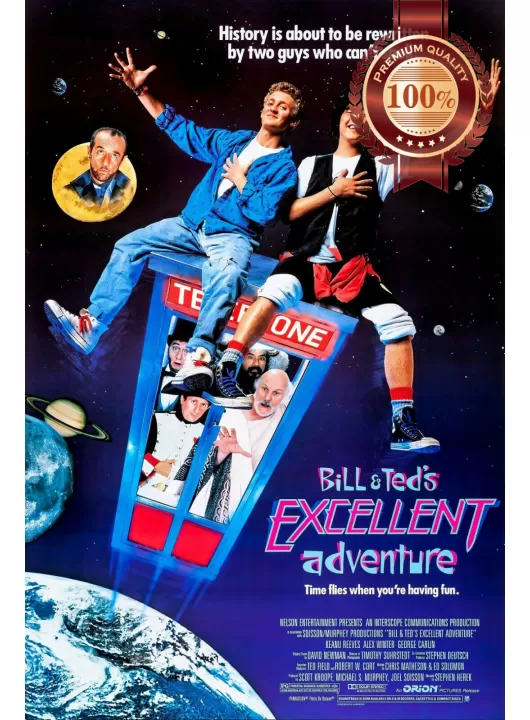 BILL & TED'S EXCELLENT ADVENTURE 1989 80s ORIGINAL CINEMA MOVIE PRINT PREMIUM POSTER BILL & TED'S EXCELLENT ADVENTURE 1989 80s ORIGINAL CINEMA MOVIE PRINT PREMIUM POSTER