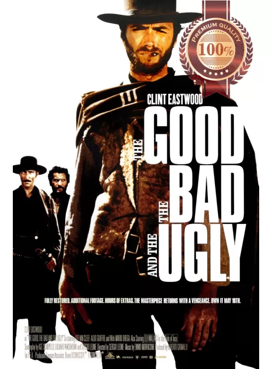 THE GOOD THE BAD AND THE UGLY 1966 60s CLINT EASTWOOD FILM MOVIE PRINT PREMIUM POSTER