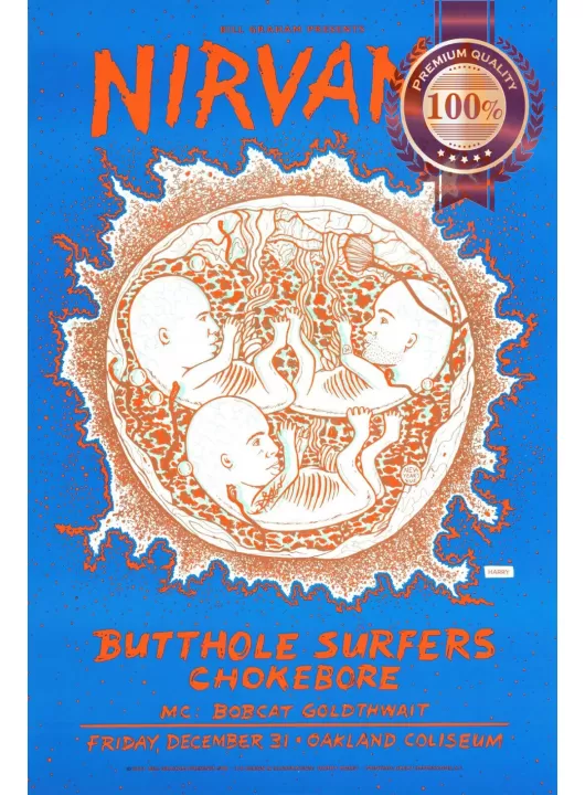 NIRVANA OAKLAND TOUR 1993 90s U.S USA ORIGINAL BAND MUSIC PRINT PREMIUM POSTER